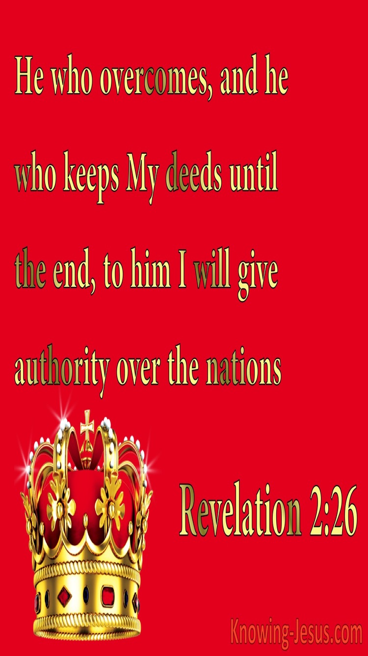 Revelation 2:26 He Who Overcomes (red)
